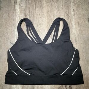 Victoria's Secret Sport Bra Racerback Strappy Size M Black Gym Yoga